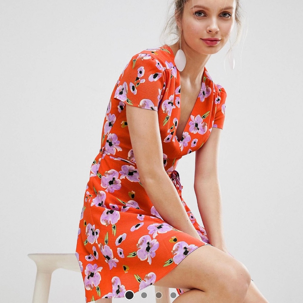 Glamorous mini dress with waist tie/floral print - Picture 8 of 8
